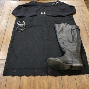 Ava&viv 3X  Black Lace Pencil Skirt